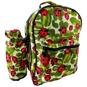 Vintage Ladybug Canvas Picnic Backpack w/ Cutting‎ Board, Cooler Unbranded Gift